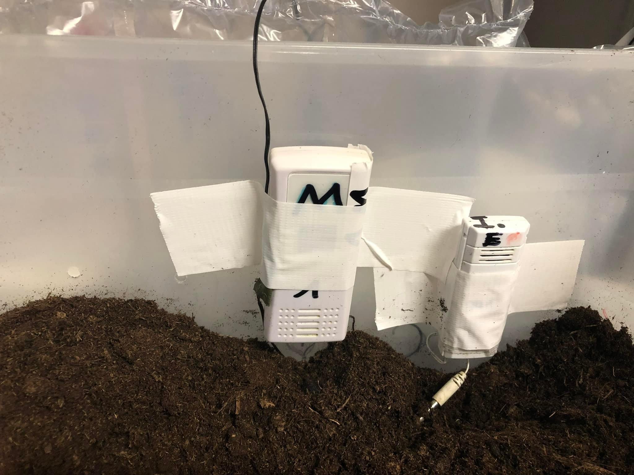 Smart temperature sensors positioned in the substrate of a brumation box.